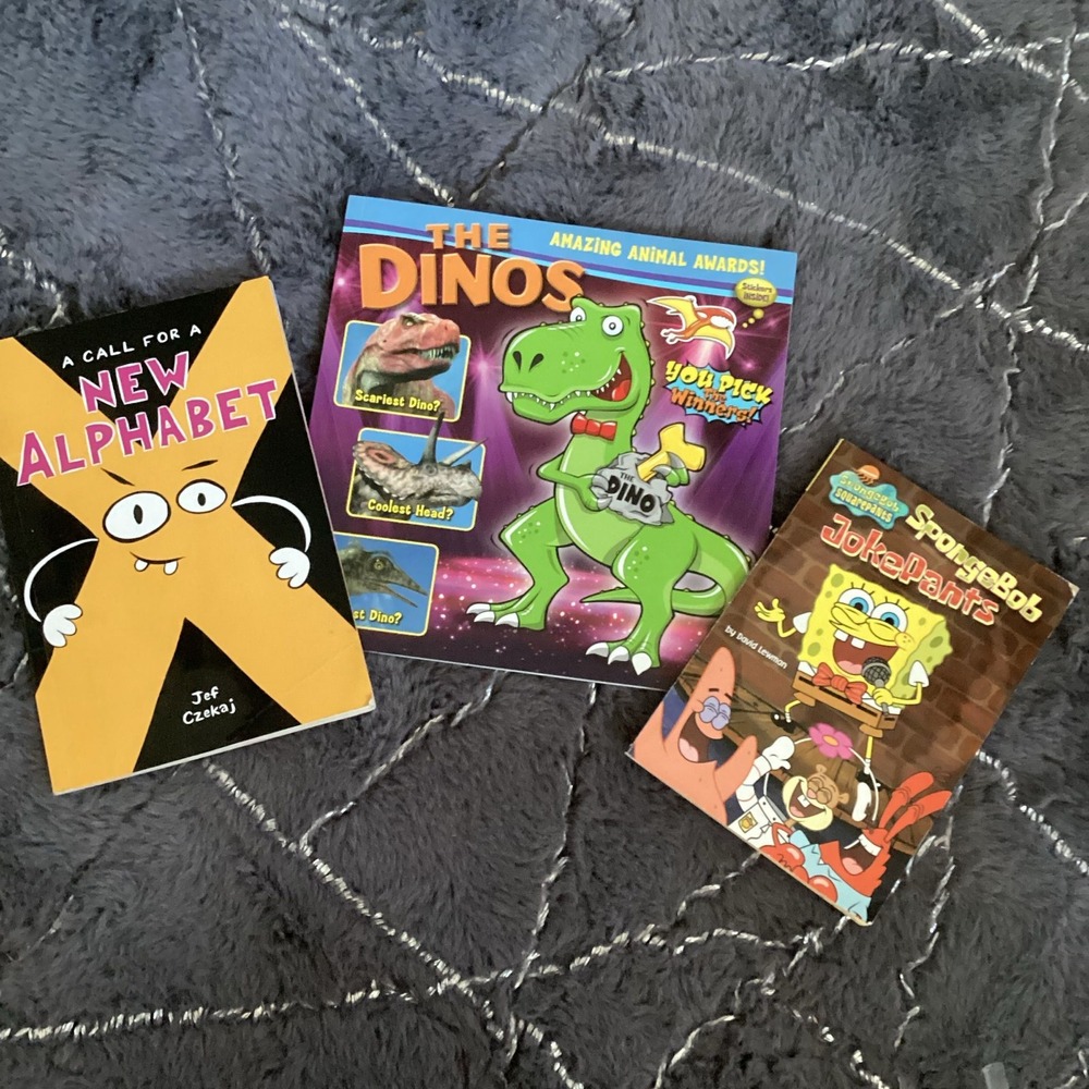 Lot of 3 Kid's Books SpongeBob Dinos Alphabet